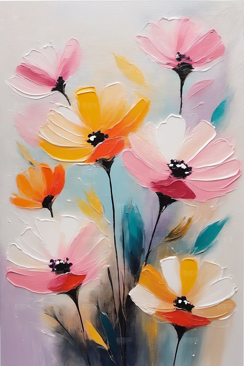 油画花卉手绘艺术素材