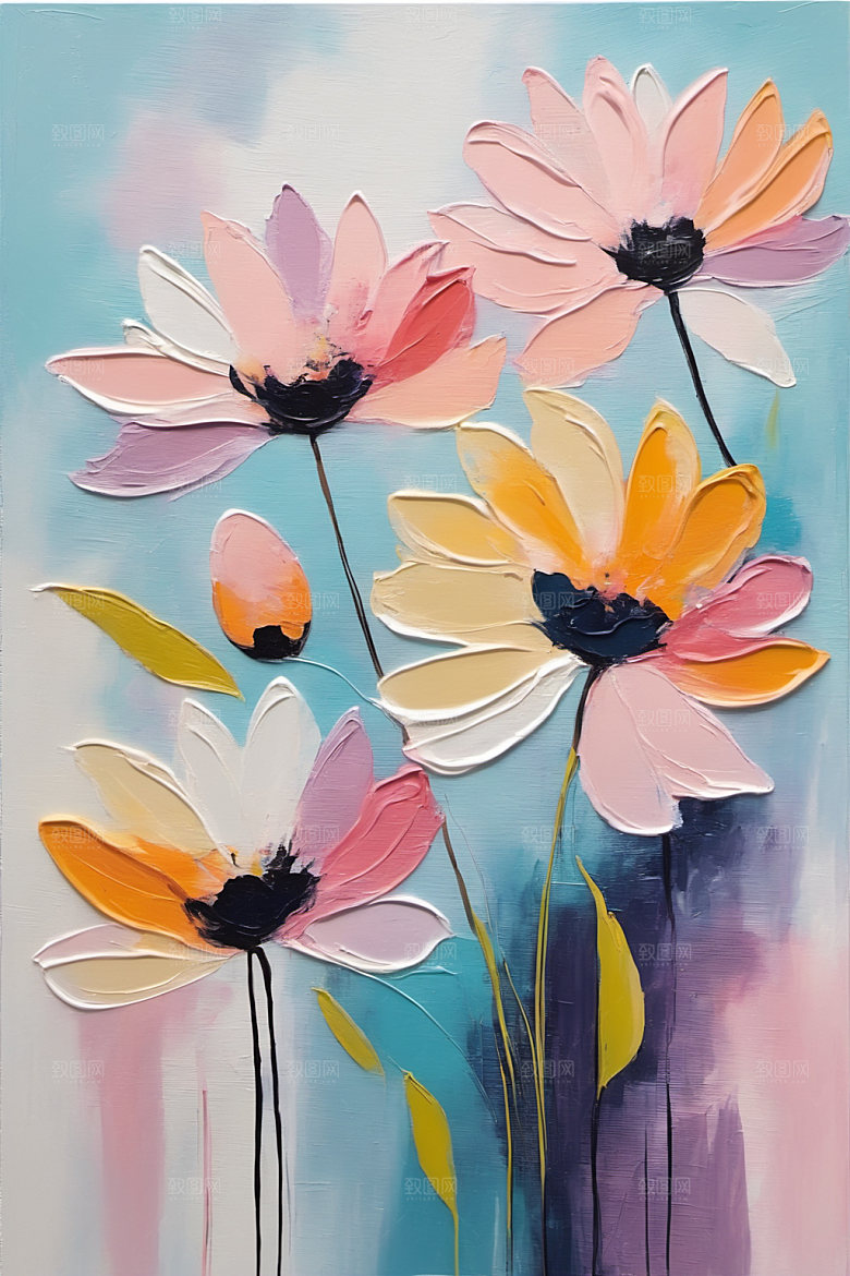 油画花卉艺术唯美素材