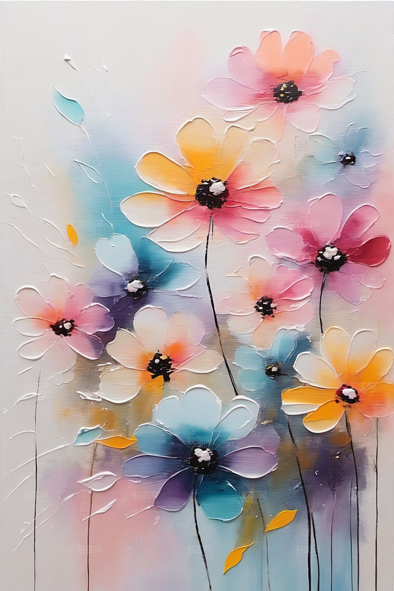 油画花卉手绘艺术素材