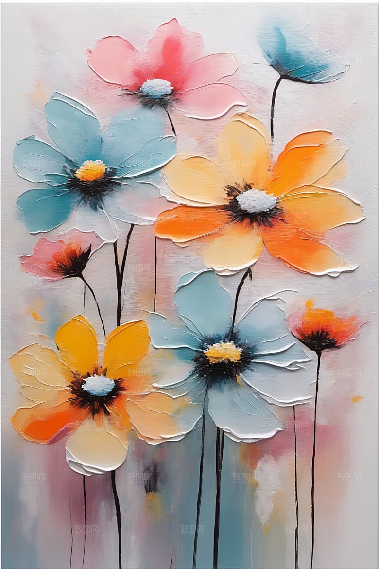 油画花卉唯美艺术素材