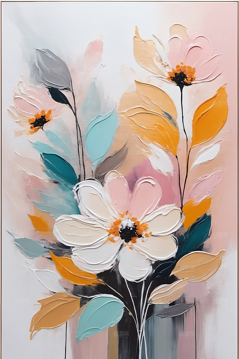 油画花卉唯美涂抹素材