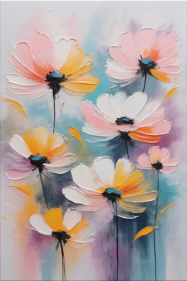 油画花卉唯美彩色素材