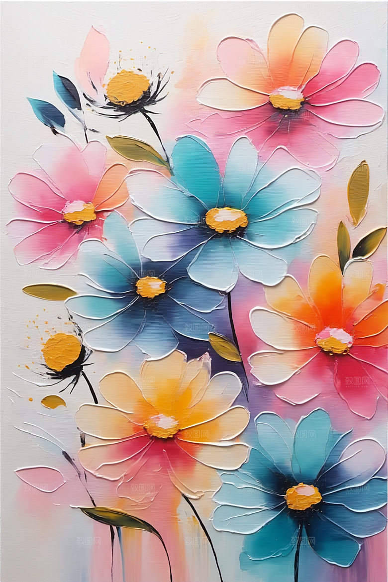油画花卉浪漫唯美素材