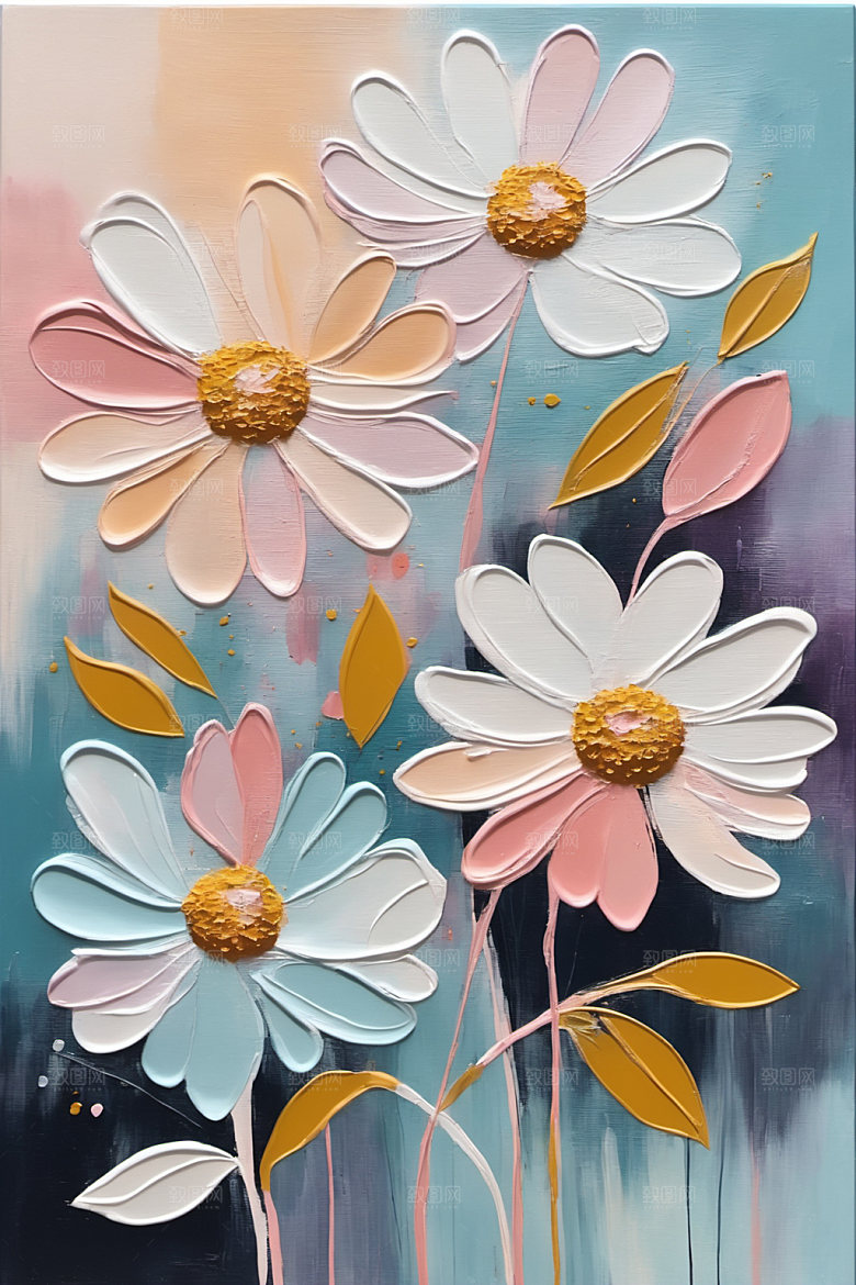 油画花卉唯美浪漫素材