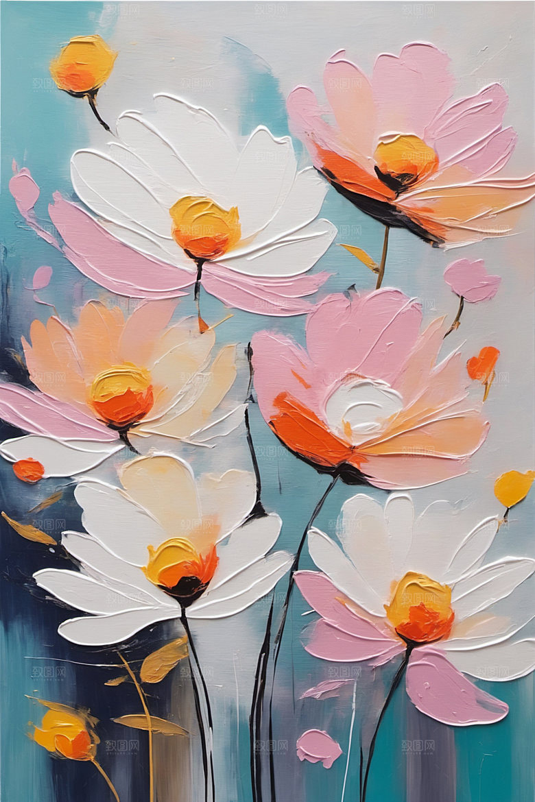 油画花卉艺术彩色素材