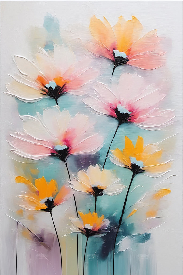 油画花卉彩色颜料素材