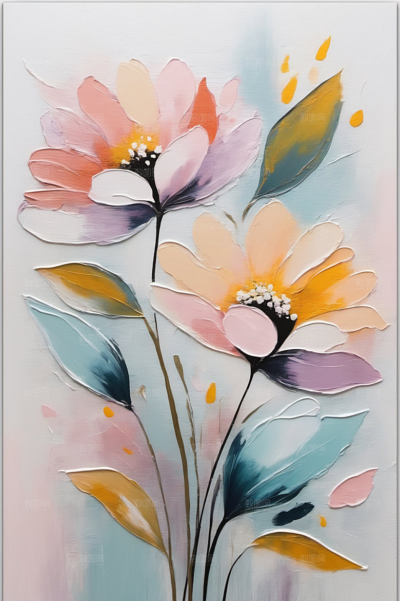 油画花卉浪漫唯美素材