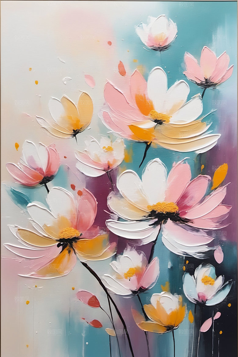 油画花卉艺术涂抹素材
