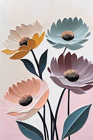 油画花卉立体颜料素材