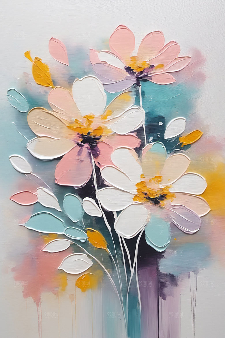 油画花卉高清唯美素材