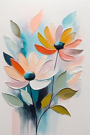 油画花卉彩色手绘素材