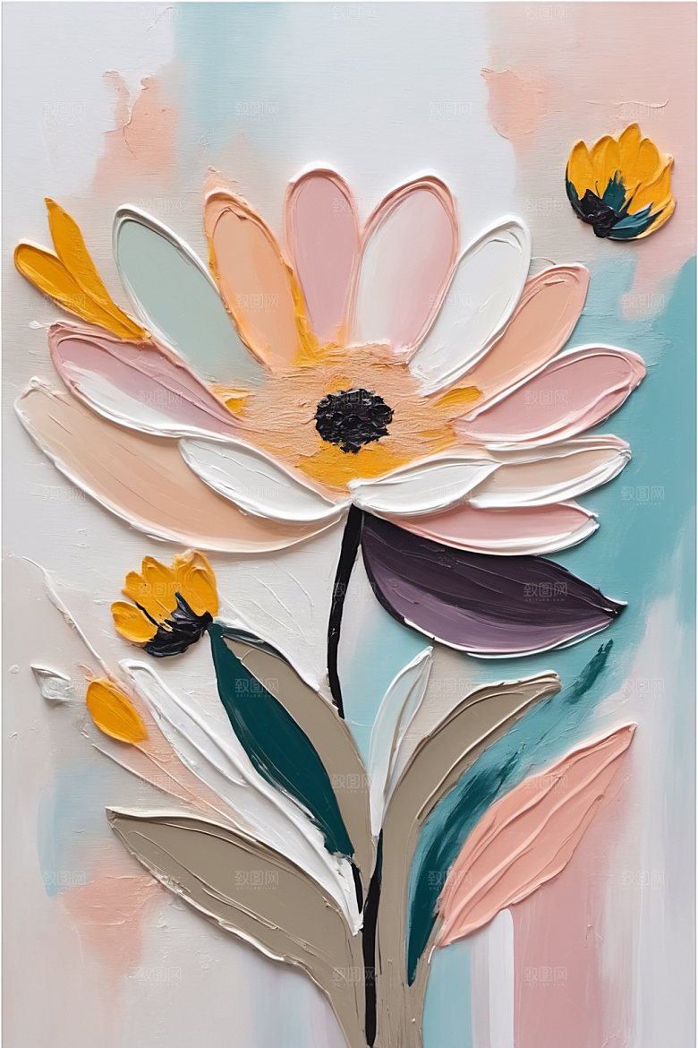 油画花卉颜料彩色素材