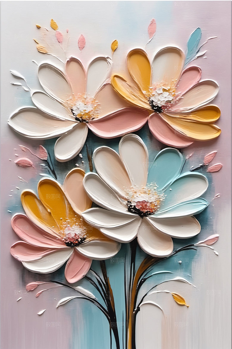 油画花卉唯美高清素材