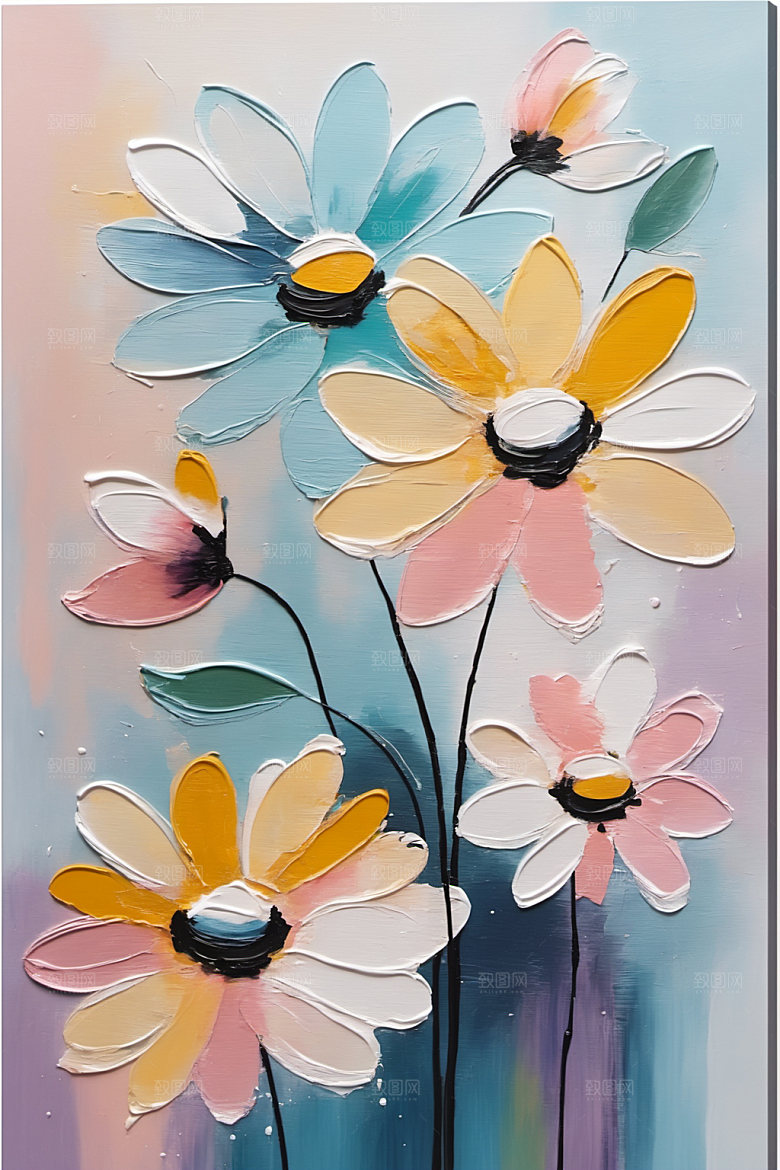 油画花卉立体涂抹素材
