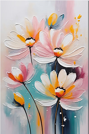 油画花卉彩色高清素材