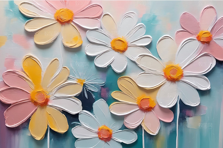 油画花卉立体浪漫素材