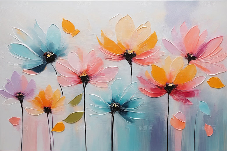 油画花卉立体涂抹素材