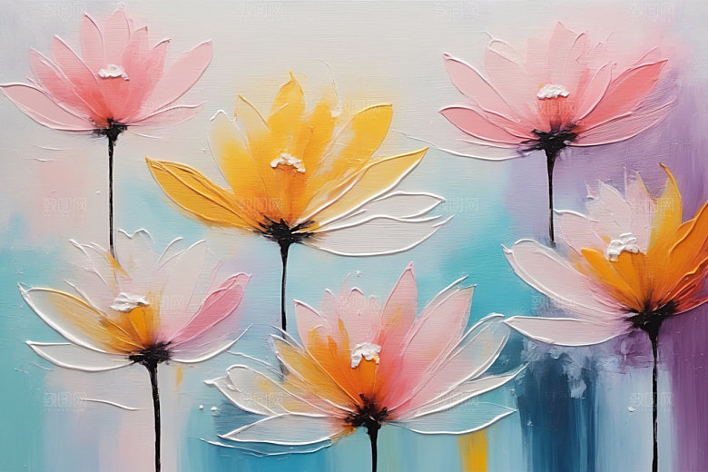 油画花卉浪漫艺术素材