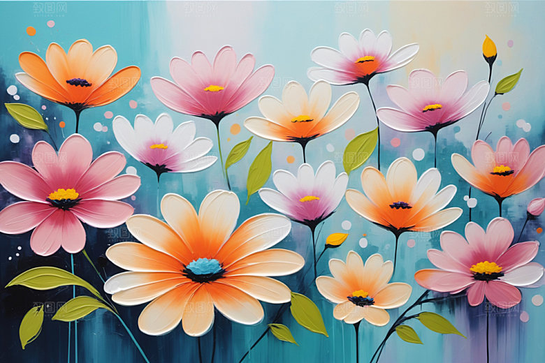 油画花卉唯美清新素材