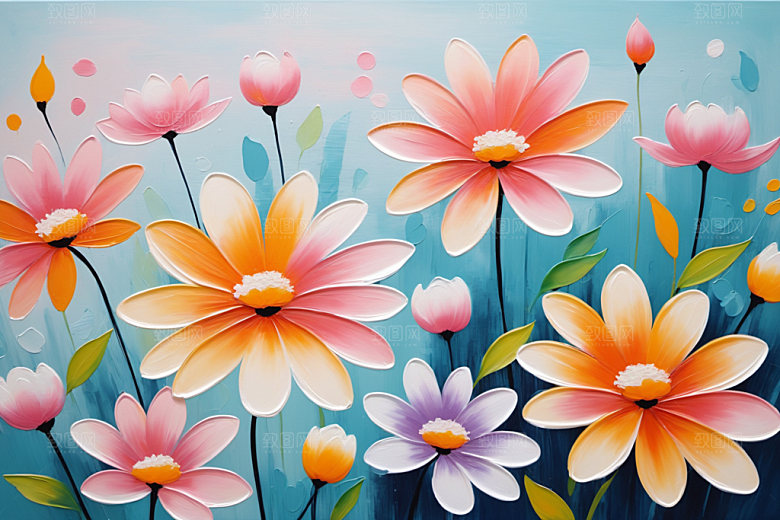 油画花卉唯美手绘素材