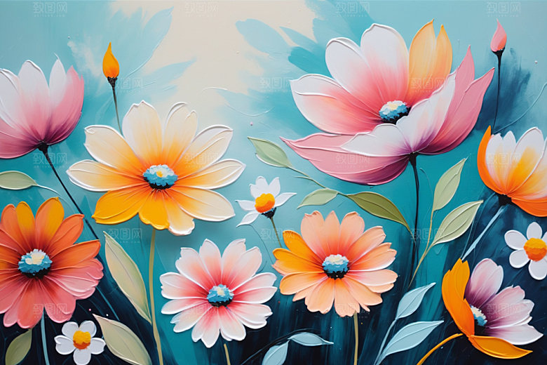 油画花卉艺术涂抹素材