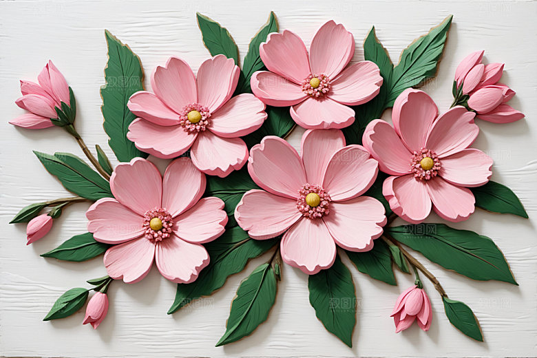 油画花卉清新彩色素材