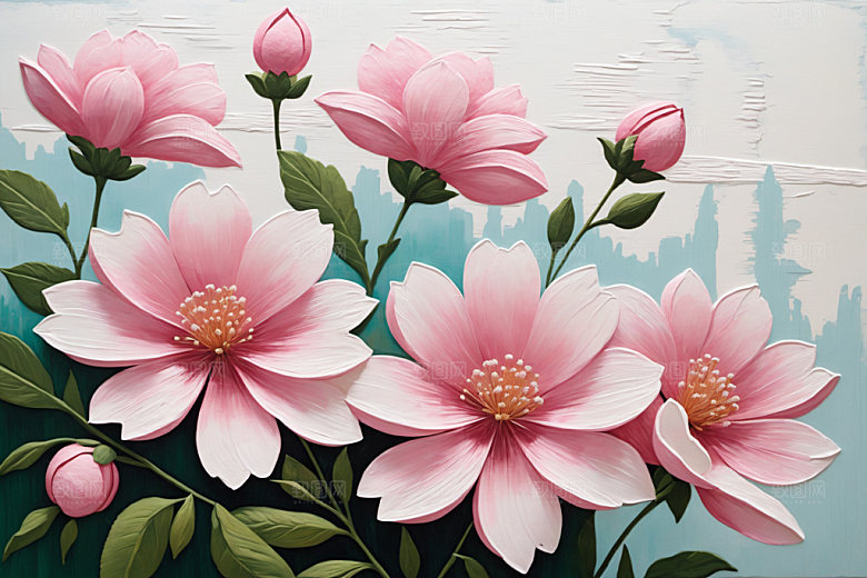 油画花卉立体颜料素材