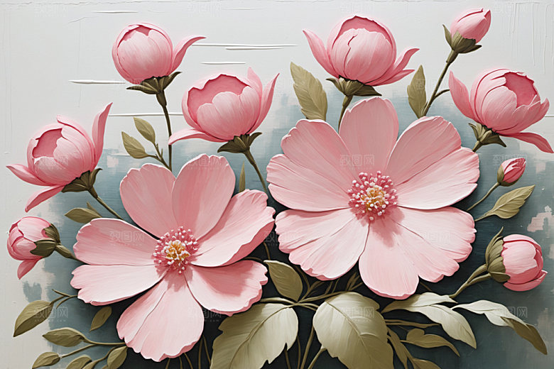 油画花卉艺术清新素材