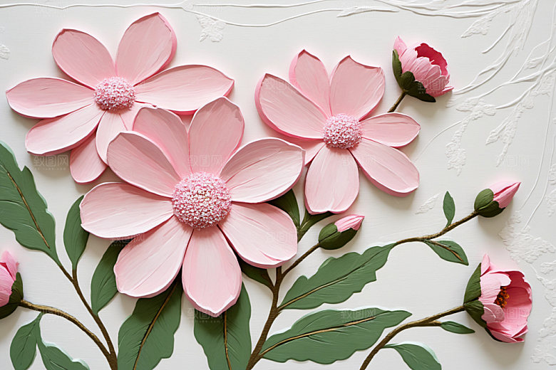 油画花卉涂抹彩色素材