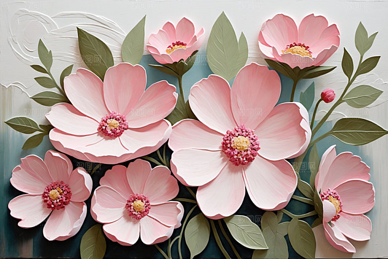 油画花卉彩色涂抹素材