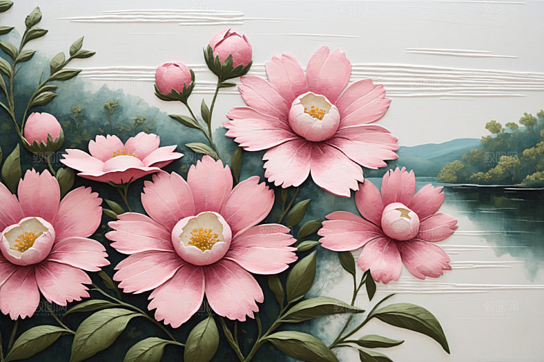 油画花卉高清立体素材