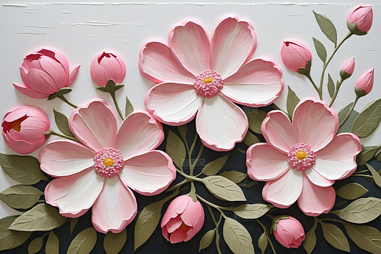 油画花卉涂抹彩色素材
