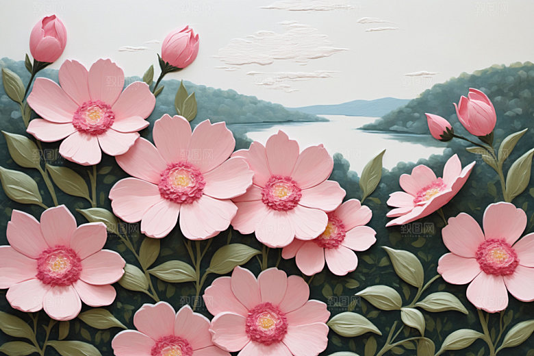 油画花卉艺术涂抹素材