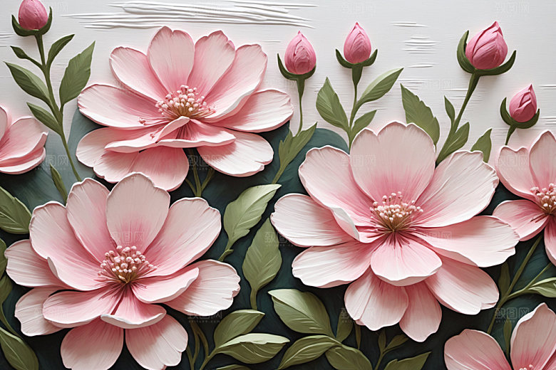 油画花卉唯美立体素材
