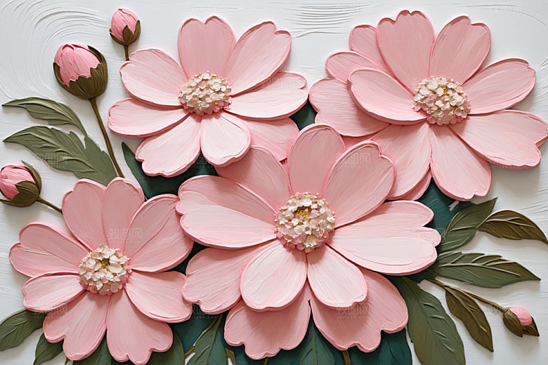 油画花卉高清立体素材
