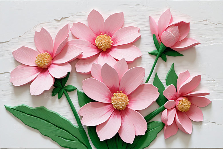 油画花卉浪漫立体素材
