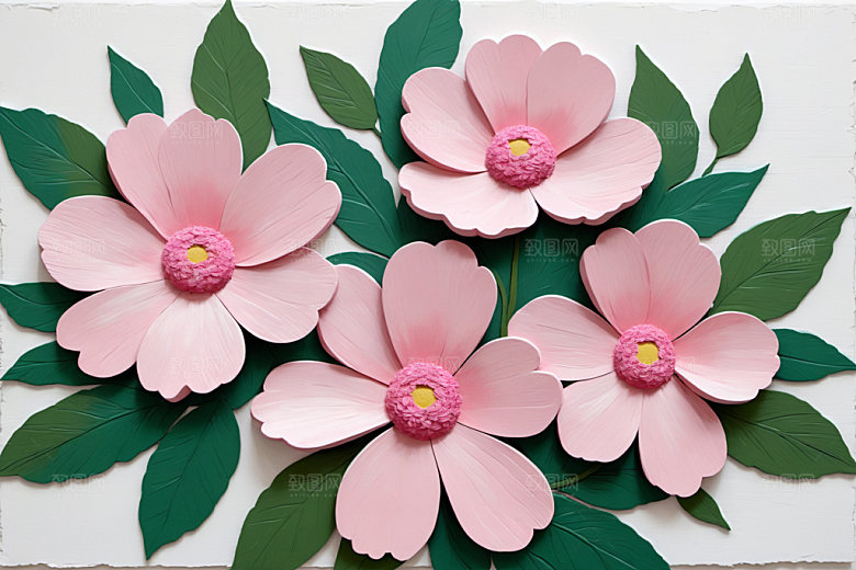 油画花卉清新立体素材