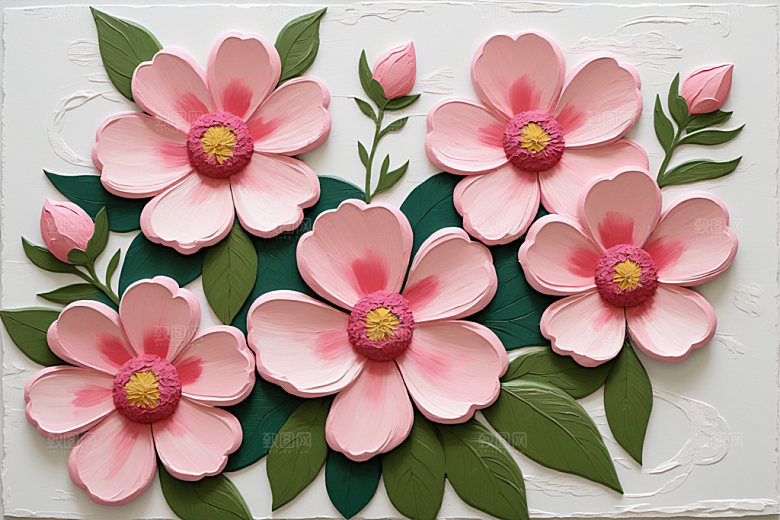 油画花卉浪漫涂抹素材