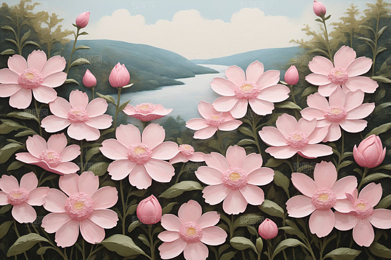 油画花卉彩色高清素材