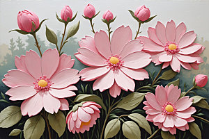 油画花卉涂抹浪漫素材