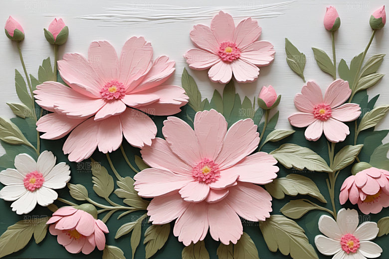 油画花卉立体清新素材
