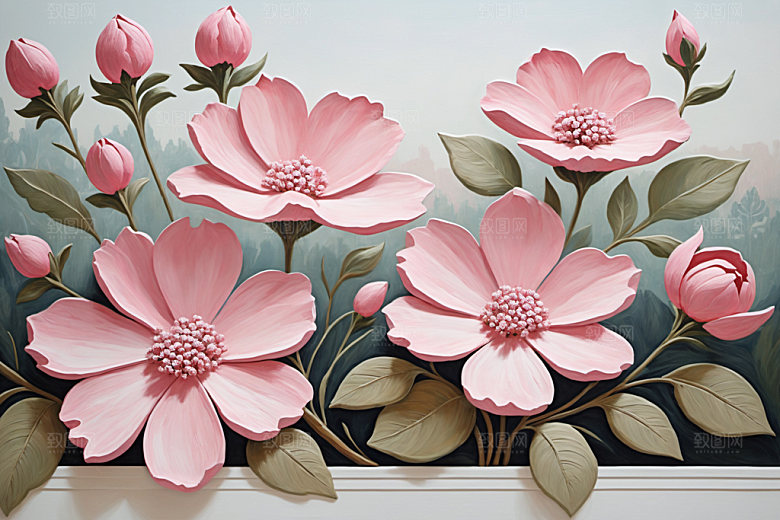 油画花卉高清涂抹素材