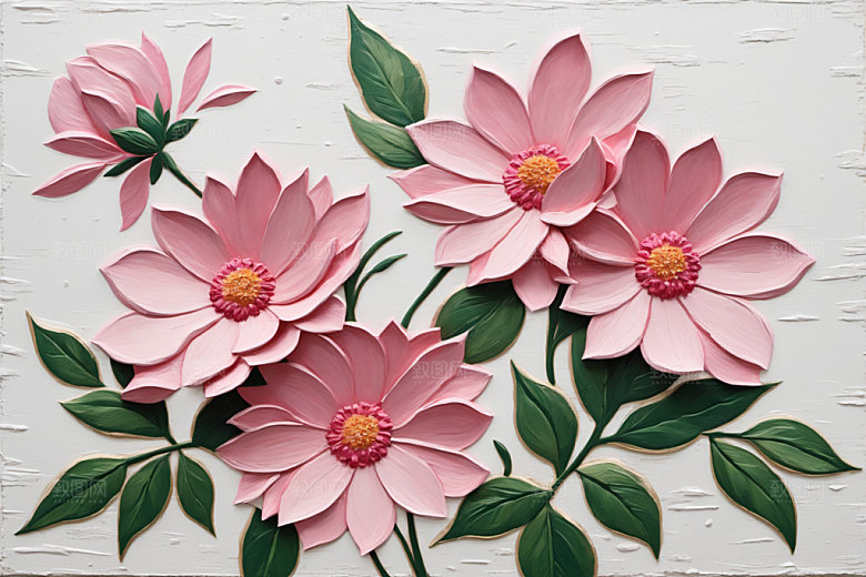 油画花卉彩色涂抹素材
