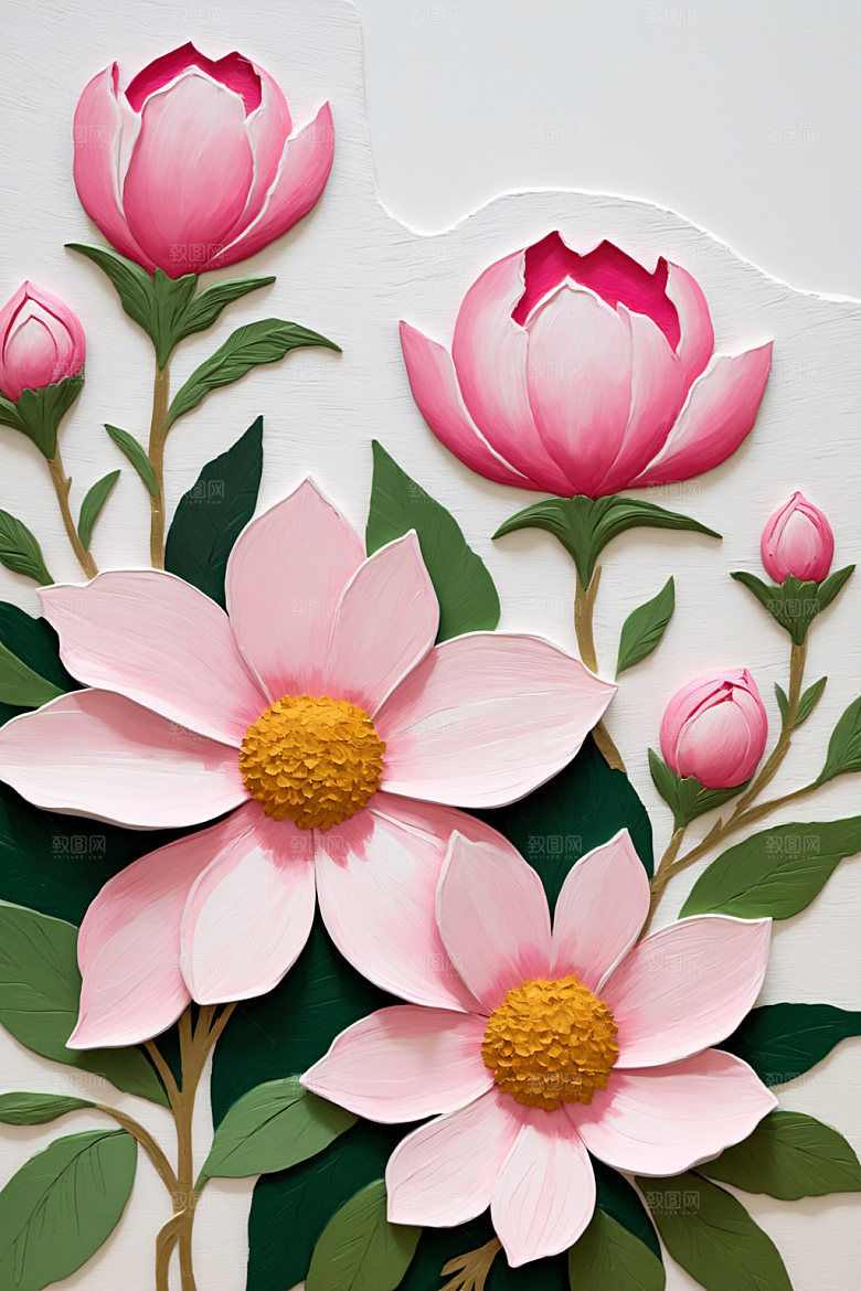 油画花卉唯美浪漫素材