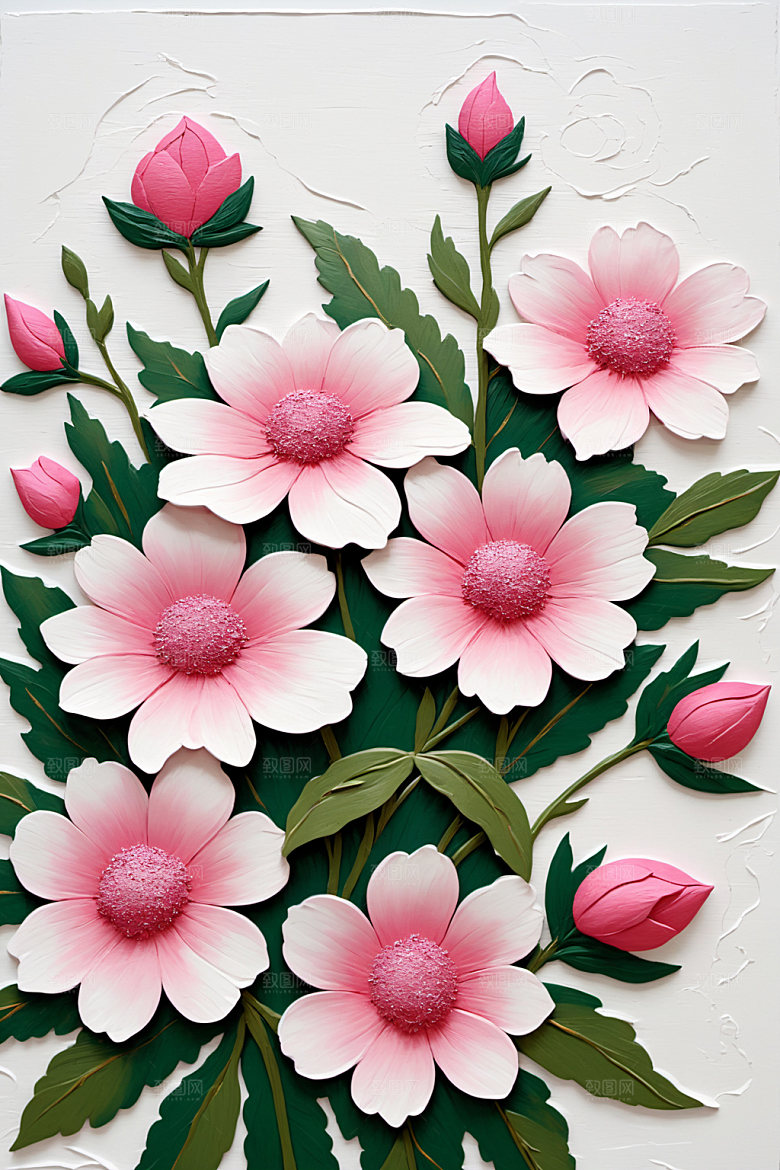 油画花卉立体清新素材