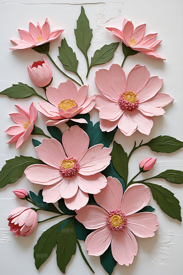 油画花卉清新涂抹素材