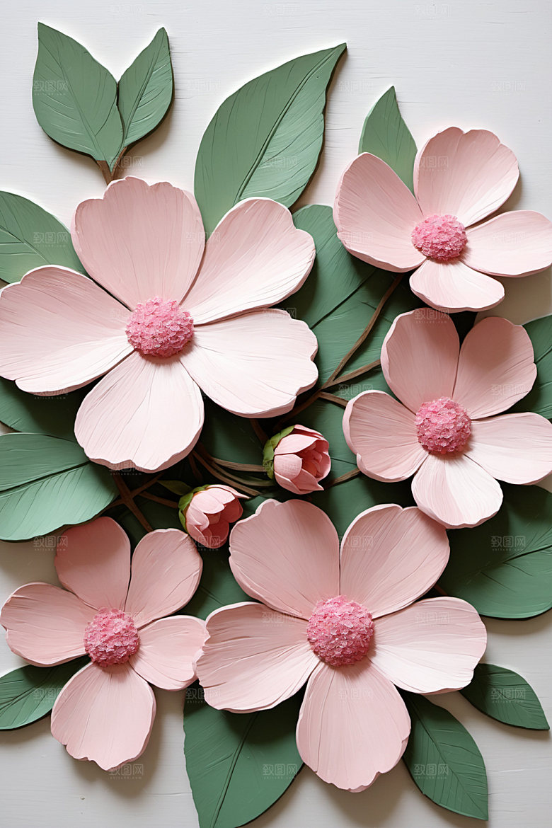 油画花卉清新彩色素材