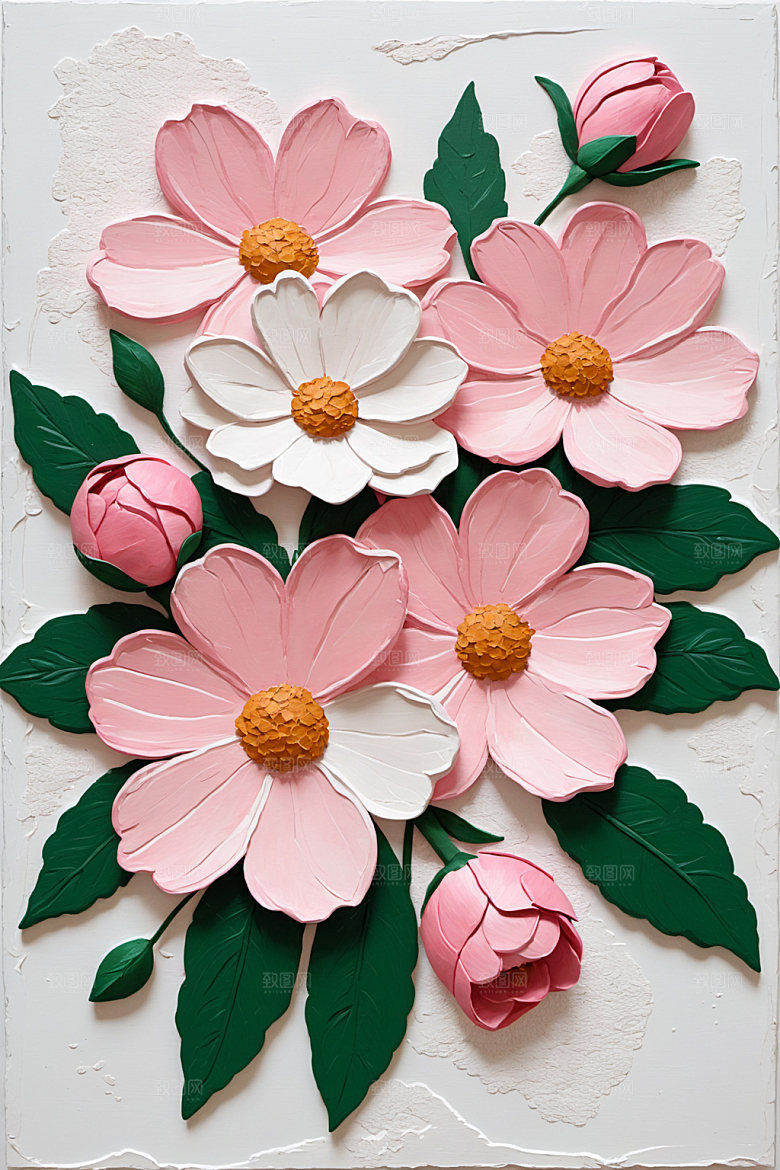 油画花卉清新涂抹素材