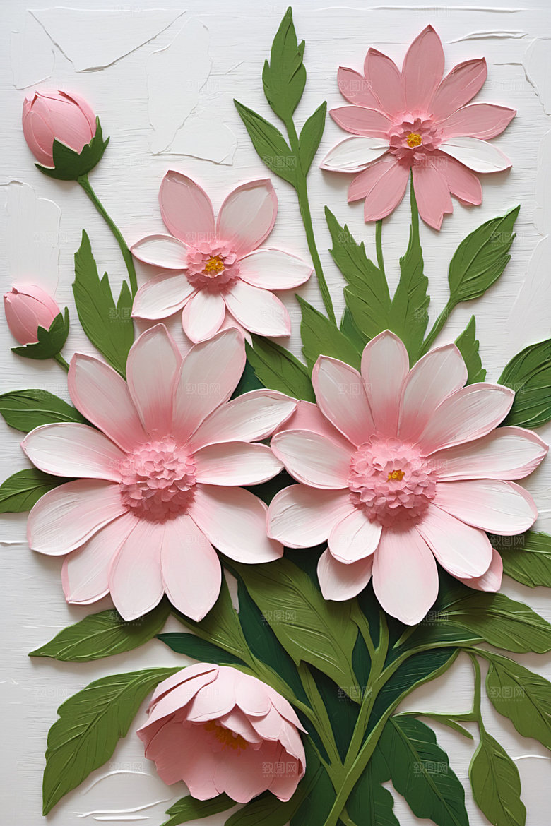油画花卉颜料清新素材