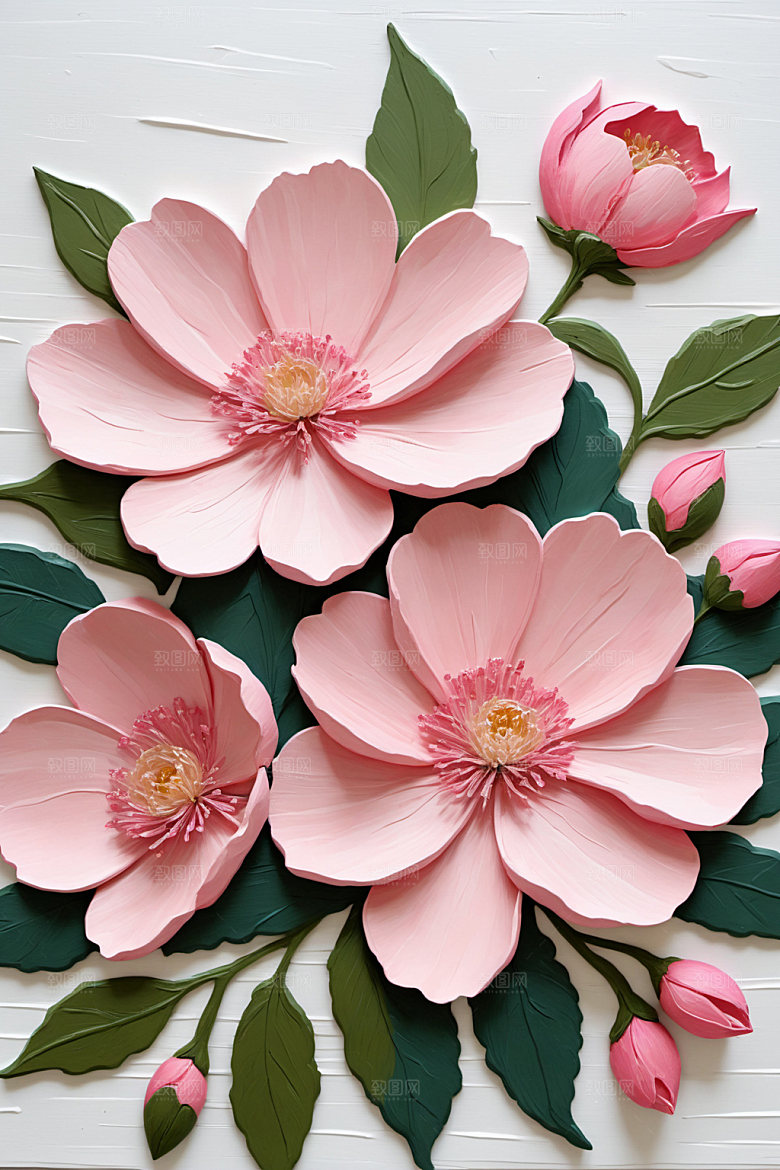 油画花卉涂抹立体素材